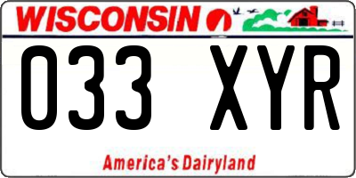 WI license plate 033XYR