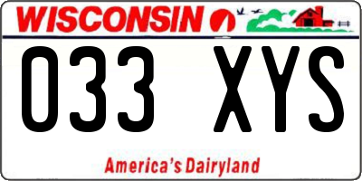 WI license plate 033XYS