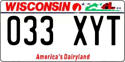 WI license plate 033XYT