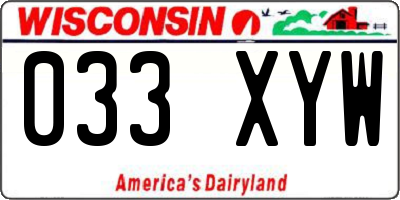 WI license plate 033XYW