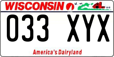 WI license plate 033XYX