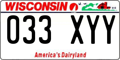 WI license plate 033XYY