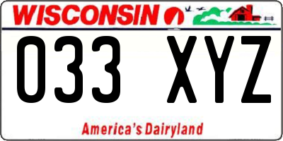 WI license plate 033XYZ