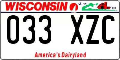 WI license plate 033XZC