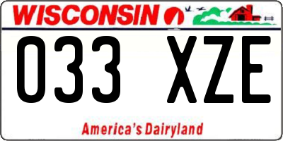 WI license plate 033XZE