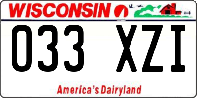 WI license plate 033XZI