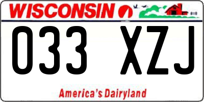 WI license plate 033XZJ