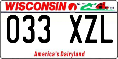 WI license plate 033XZL