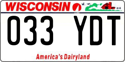 WI license plate 033YDT