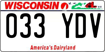 WI license plate 033YDV