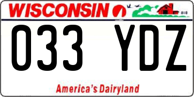 WI license plate 033YDZ