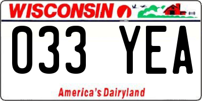 WI license plate 033YEA