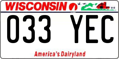 WI license plate 033YEC
