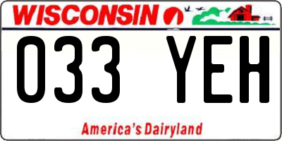 WI license plate 033YEH