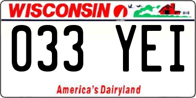 WI license plate 033YEI