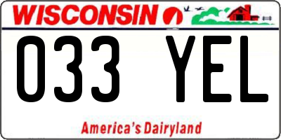 WI license plate 033YEL