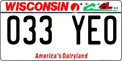 WI license plate 033YEO
