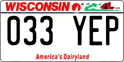 WI license plate 033YEP