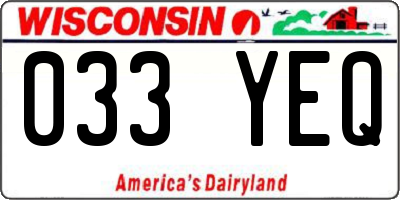 WI license plate 033YEQ
