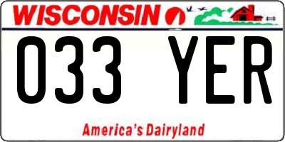 WI license plate 033YER