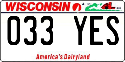 WI license plate 033YES