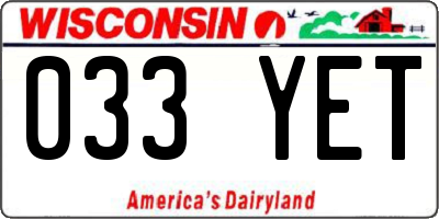 WI license plate 033YET