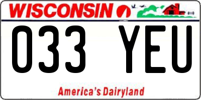 WI license plate 033YEU