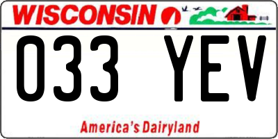 WI license plate 033YEV