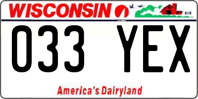 WI license plate 033YEX