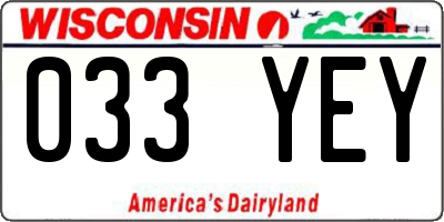 WI license plate 033YEY