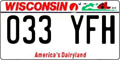 WI license plate 033YFH