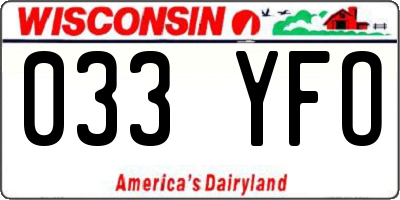 WI license plate 033YFO