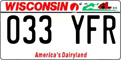 WI license plate 033YFR