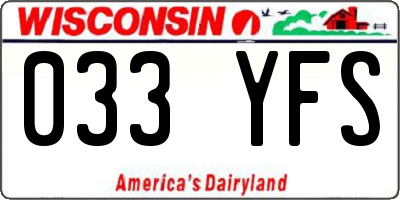 WI license plate 033YFS