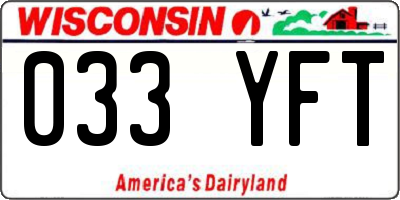 WI license plate 033YFT