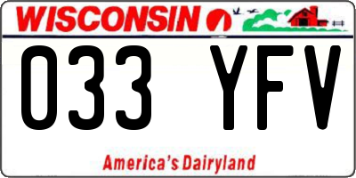 WI license plate 033YFV