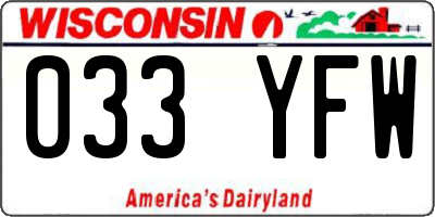 WI license plate 033YFW