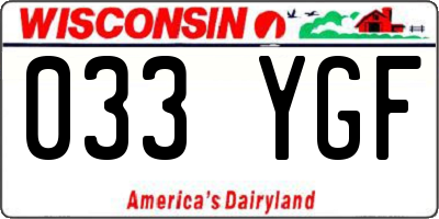 WI license plate 033YGF
