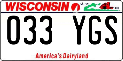 WI license plate 033YGS