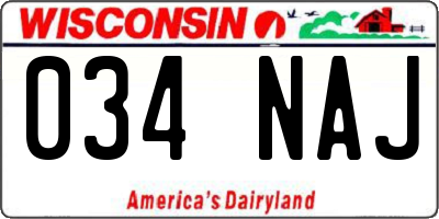 WI license plate 034NAJ