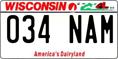 WI license plate 034NAM