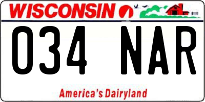 WI license plate 034NAR