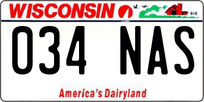 WI license plate 034NAS