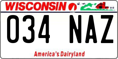 WI license plate 034NAZ
