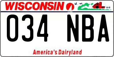 WI license plate 034NBA