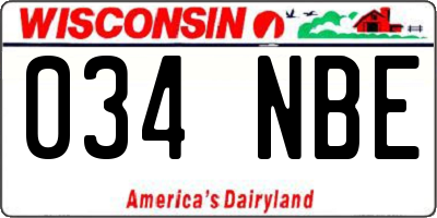 WI license plate 034NBE