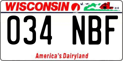 WI license plate 034NBF
