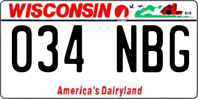 WI license plate 034NBG