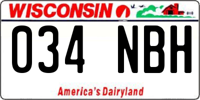 WI license plate 034NBH