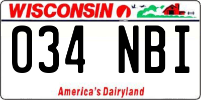 WI license plate 034NBI